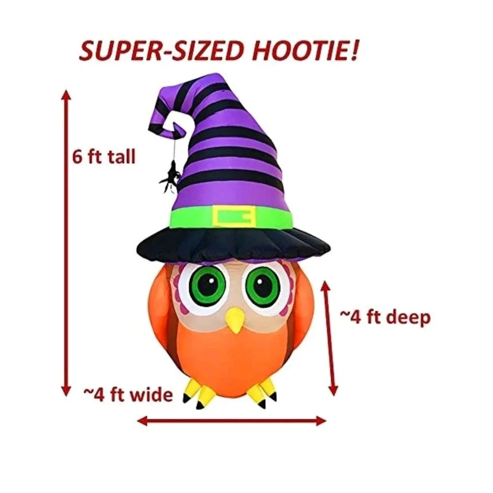 Halloween Inflatable Hootie‎ The Wizard Owl Outdoor 6 Ft Tall W/Box Happy Things - Picture 3 of 7